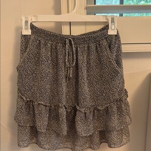 Black and Tan Ruffle Skirt W/ Pockets and Drawstring